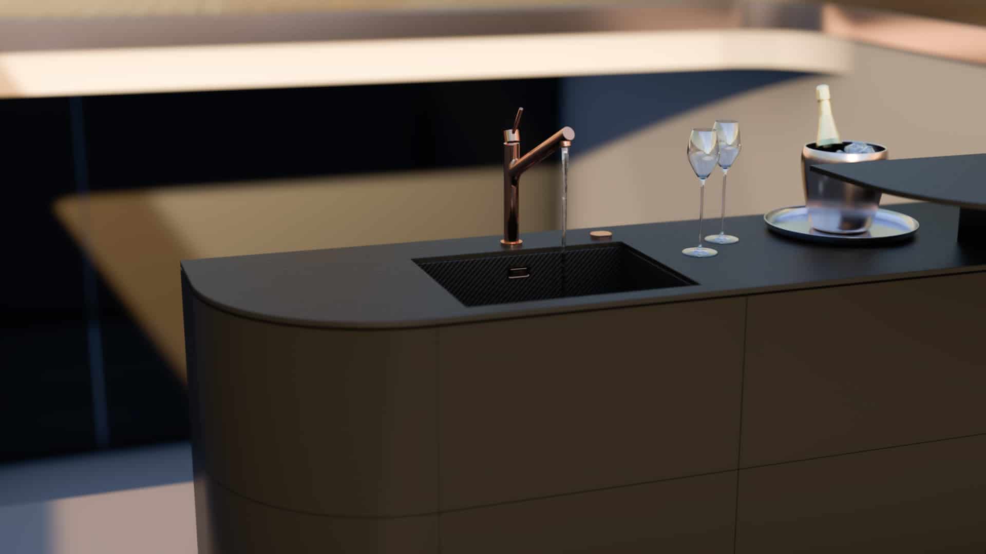 Carbon Spüle Schwarz Schock Design Küche