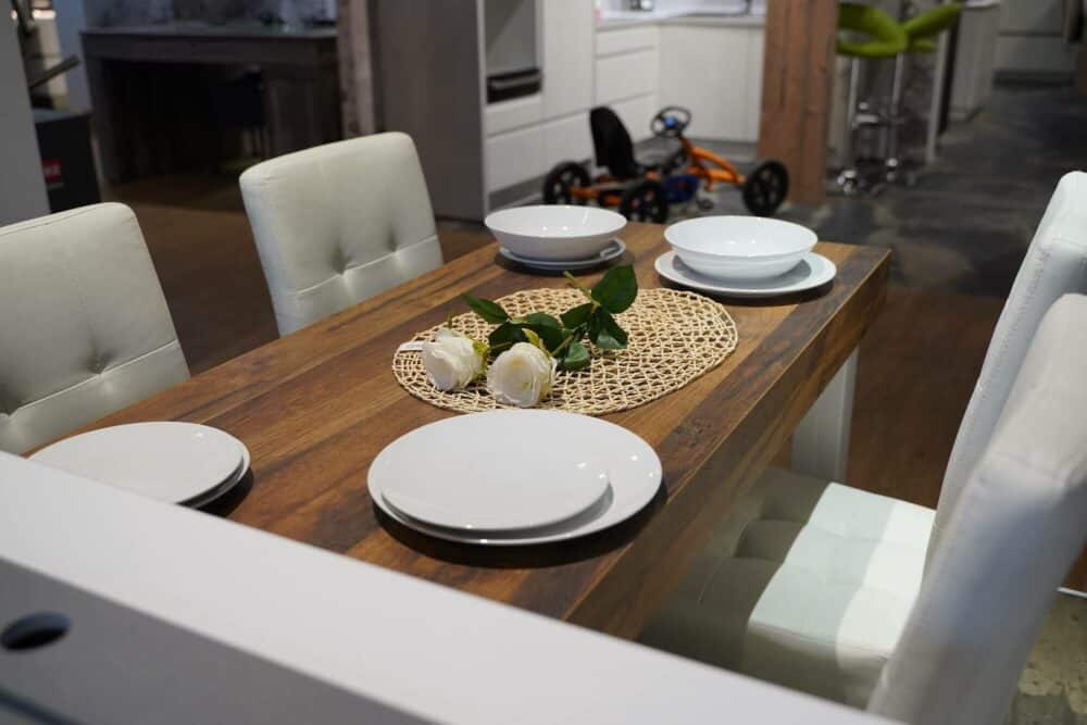 Esstisch dunkles Holz halbinsel Küche
