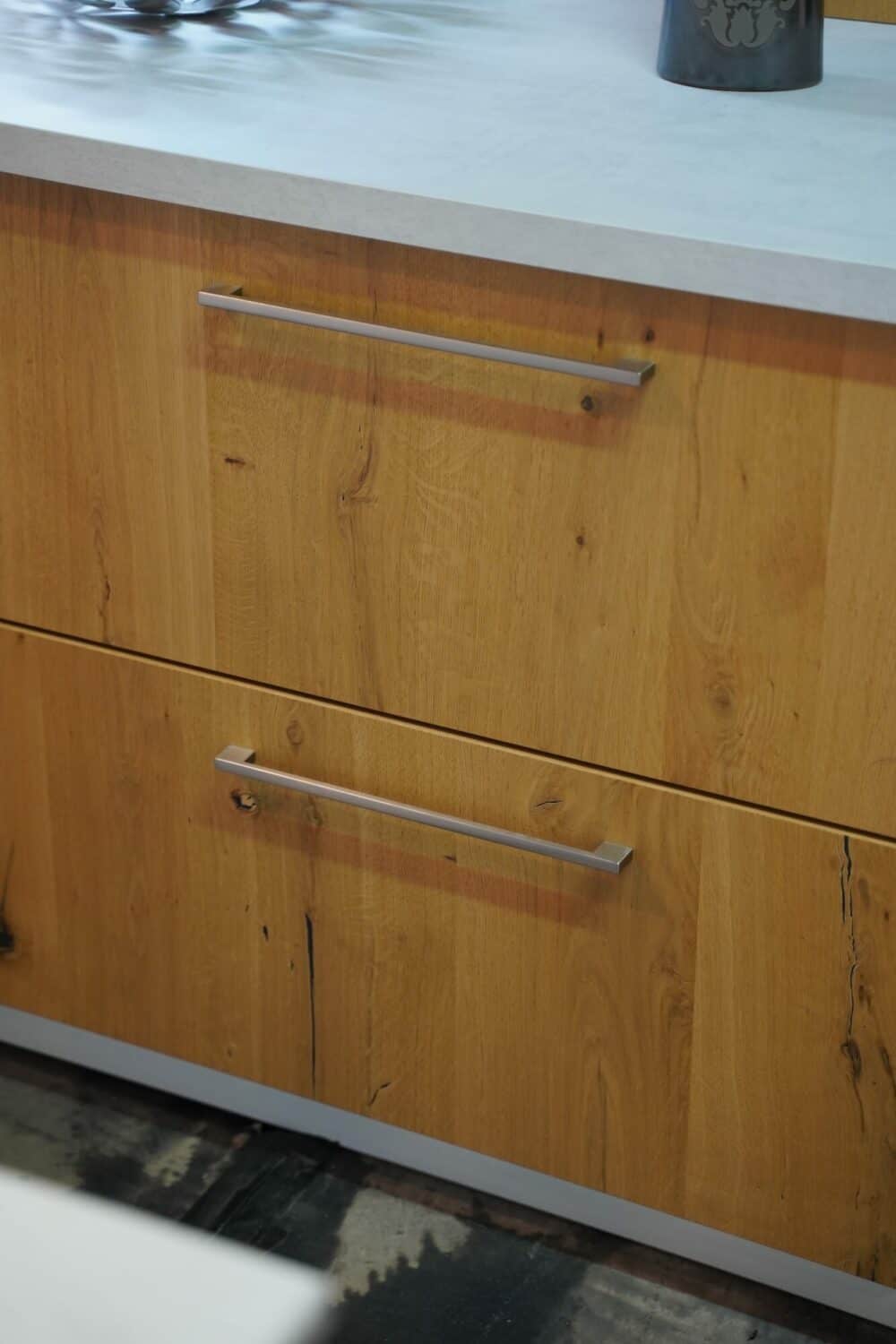 Holz Fronten Edelstahl Griffen