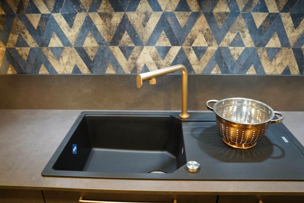 Franke Küchenspüle Granit mit Gold Armatur
