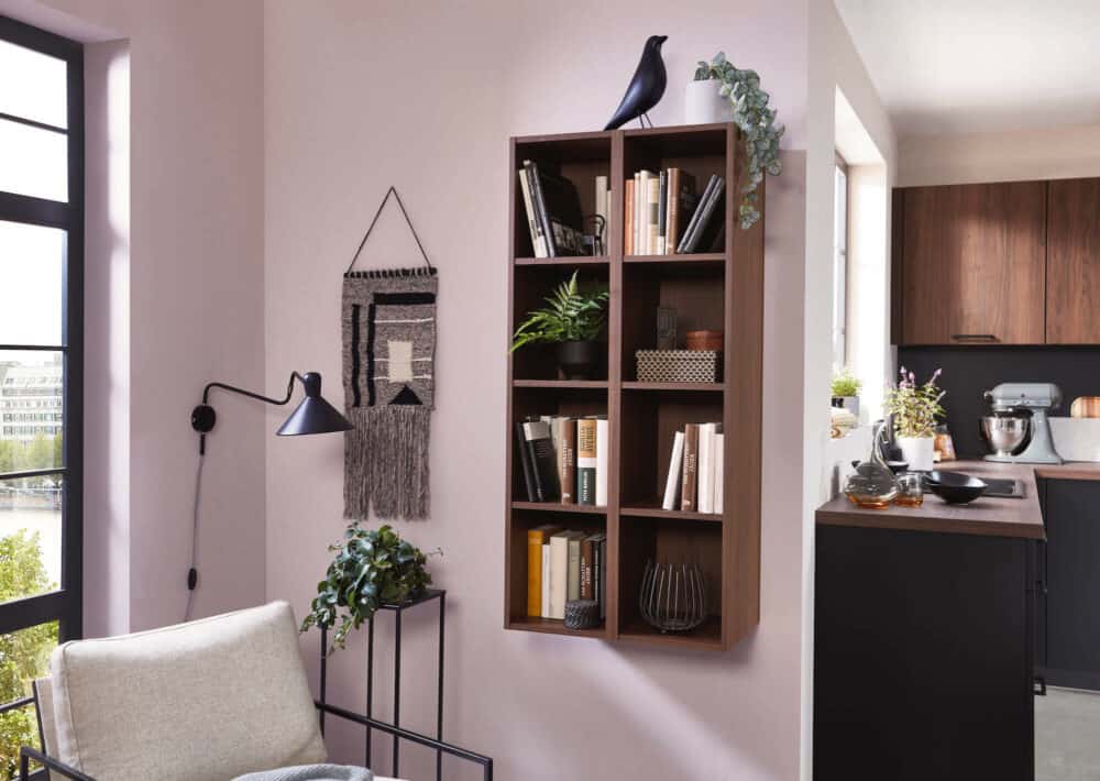 Nobilia Riva L-Küche mit Wandschrank Nussbaum Nachbildung