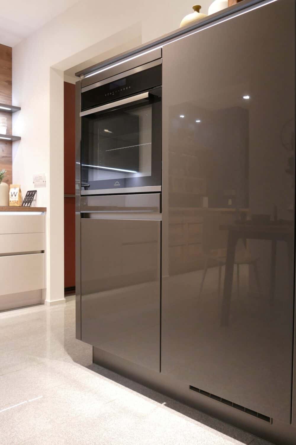 Lack hochglanz Wandschrank schiefergrau grifflos