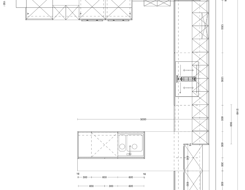 Nobilia Designküche mit Halbinsel steingrau Strichzeichnung