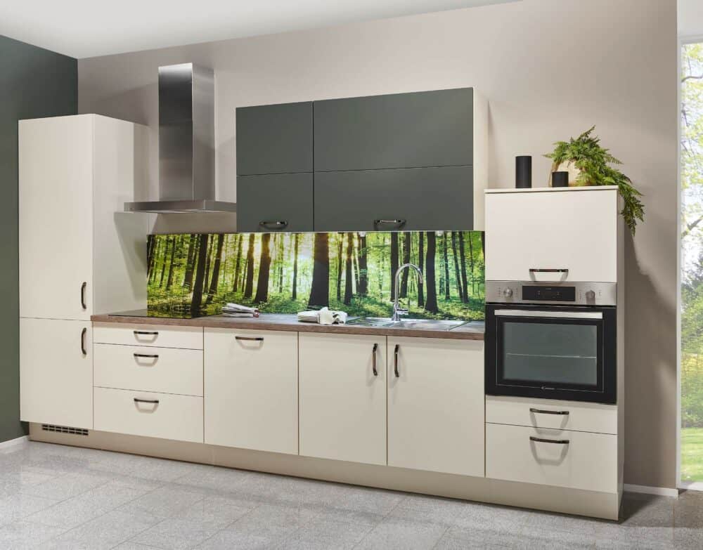 Nobilia Laser Küchenzeile modern Holz Arbeitsplatte