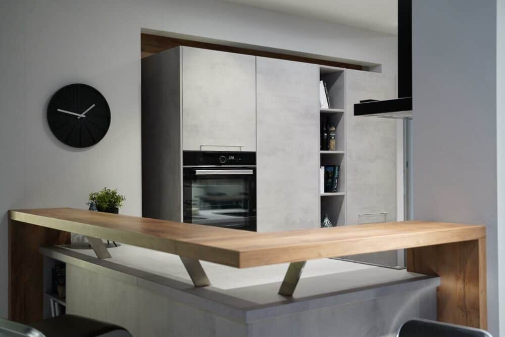 Nobilia U-Küche beton Grau mit Elektrogeräten