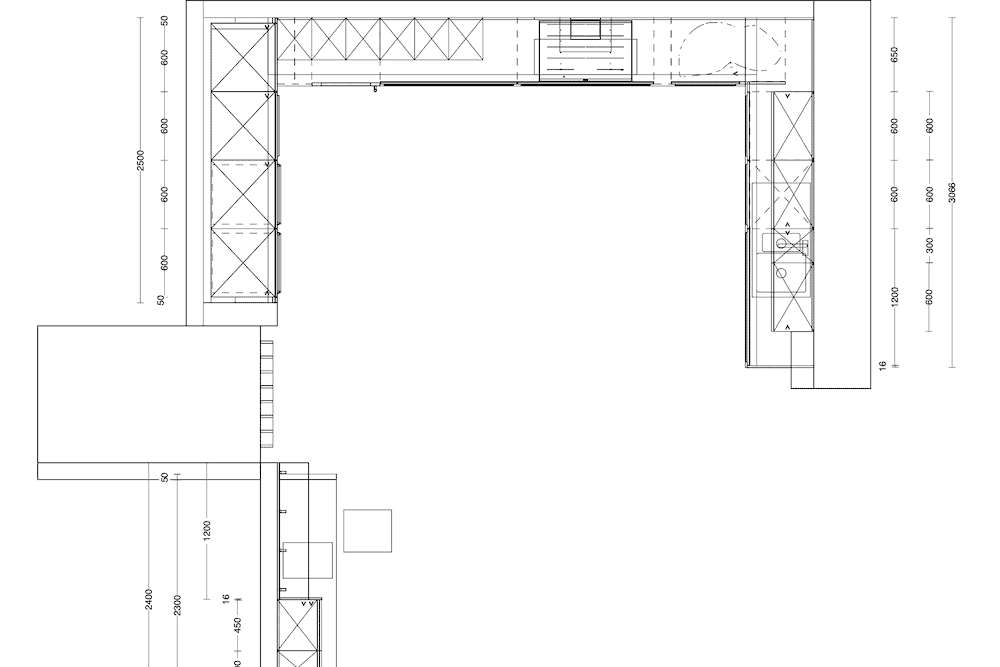 Nobilia moderne L-Küche Beton terragrau Strichzeichnung