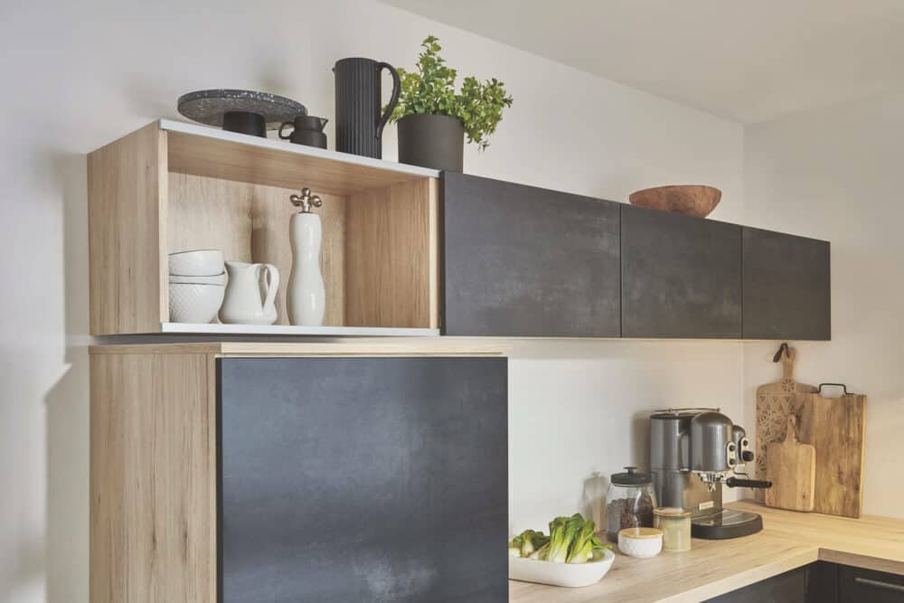 Nobilia moderne U-Form Küche beton eiche