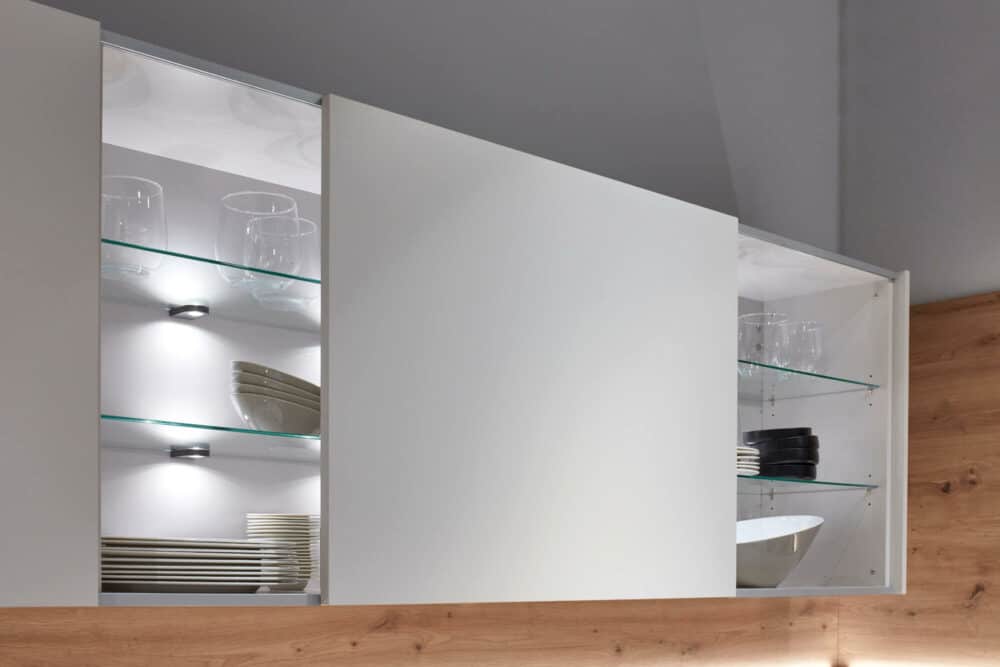 Oberschrank Glas mit Schiebetüren Sand
