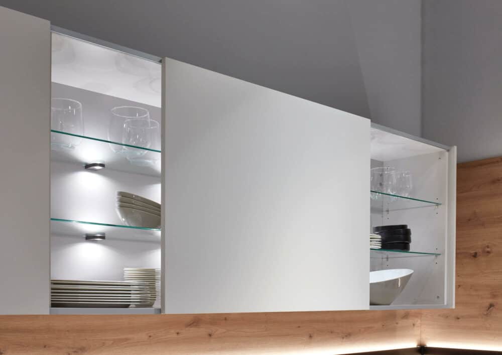 Oberschrank Glas mit Schiebetüren Sand