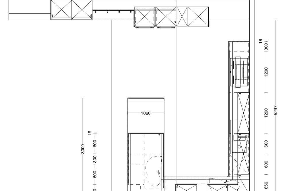 Nobilia Design U-Küche Lack matt grün Strichzeichnung