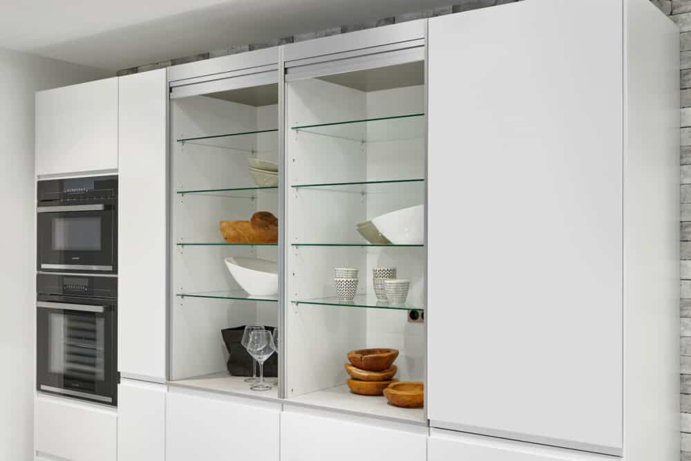 Wandschrank Glaseinsatz Jalousienschrank
