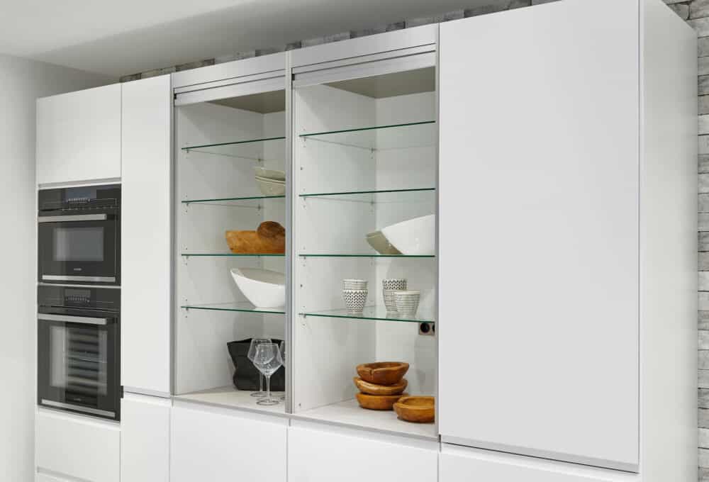 Wandschrank Glaseinsatz Jalousienschrank