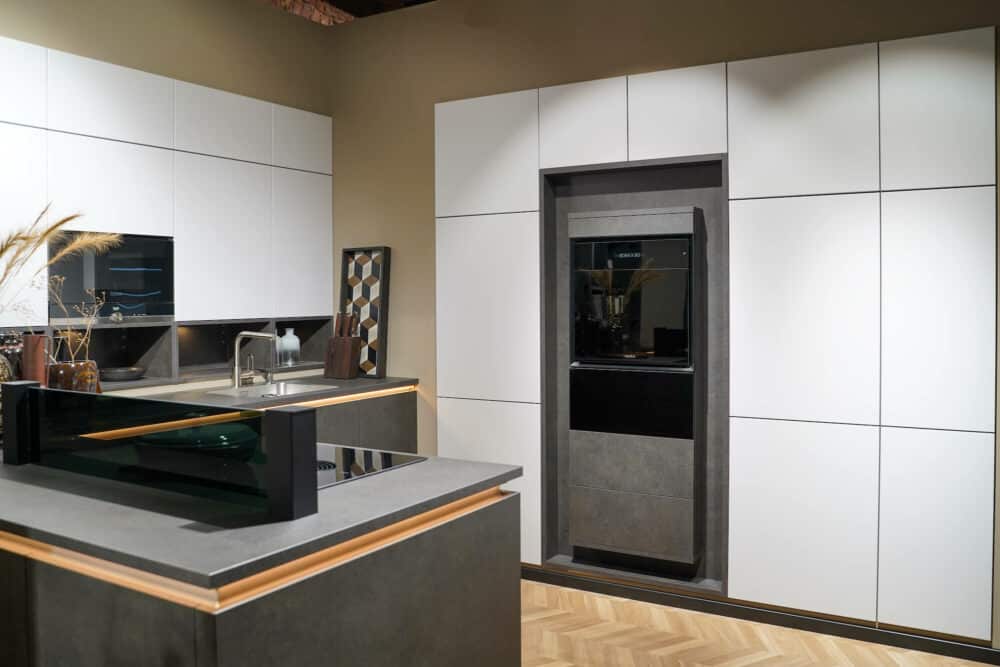 Bauformat Design Küche Chicago Porto grau weiß