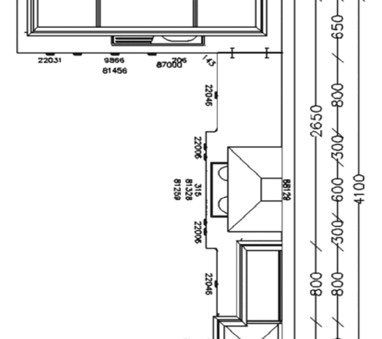 Grundriß Nobilia L-Küche Landhausstil