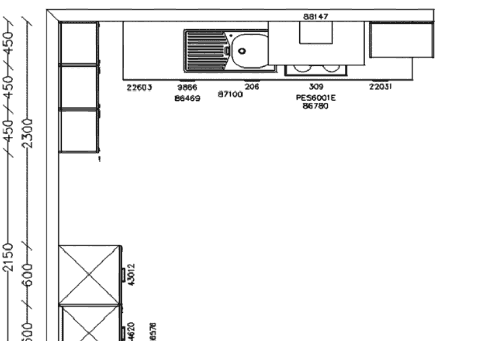 Grundriß Nobilia moderne zweizeilige Küche