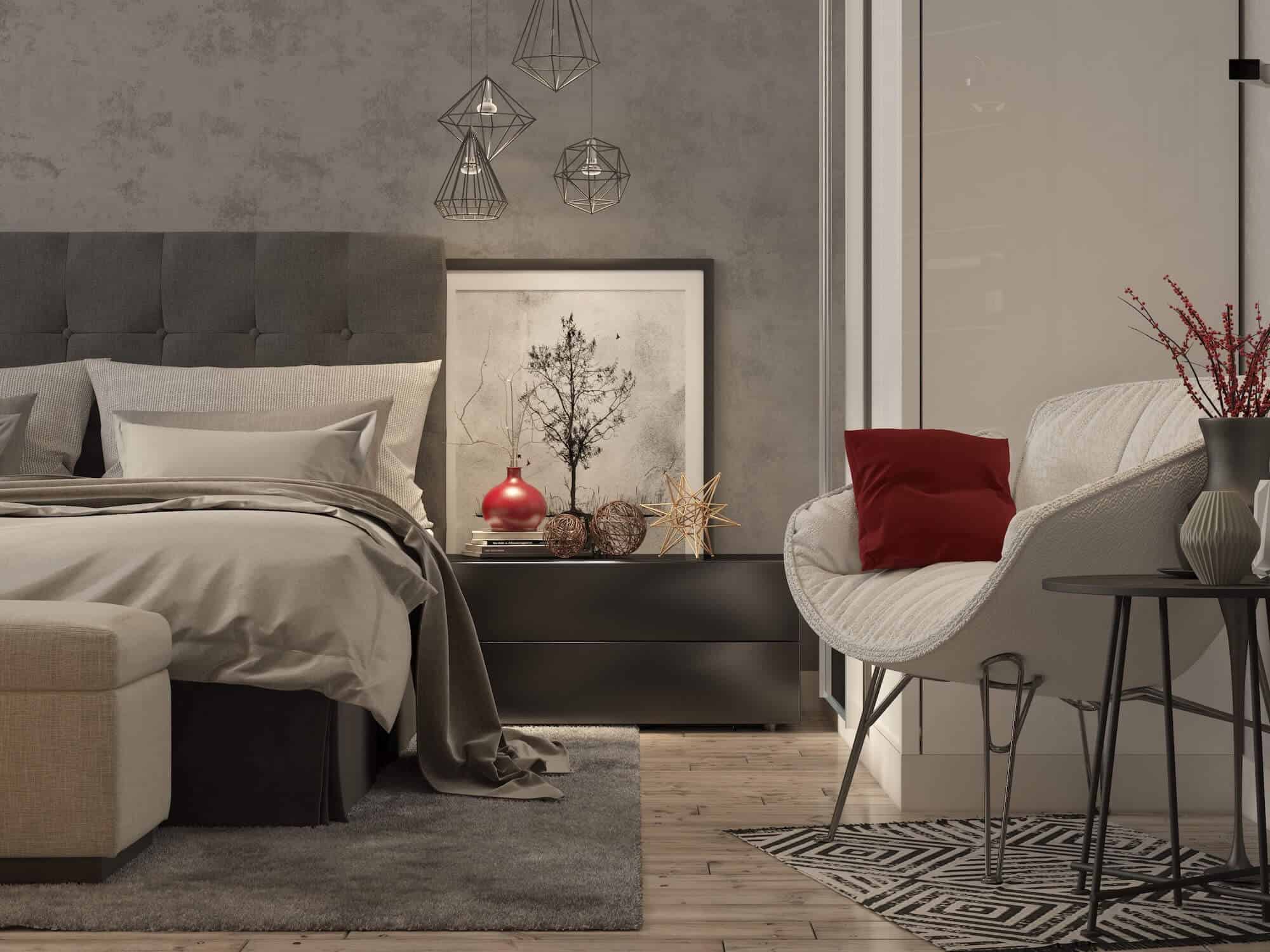 Schlafzimmer Bett Kommode Stühle Küchenhalle