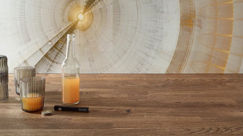 Lechner Nischenverkleidung Glas Dekor gelb