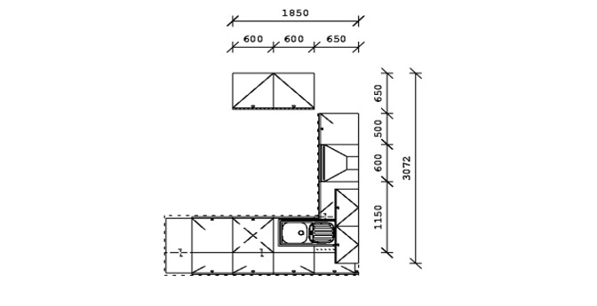 Grundriss Pino L Küche Weiß Hochglanz