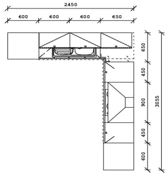 Grundriss Pino L Küche Weiß Matt