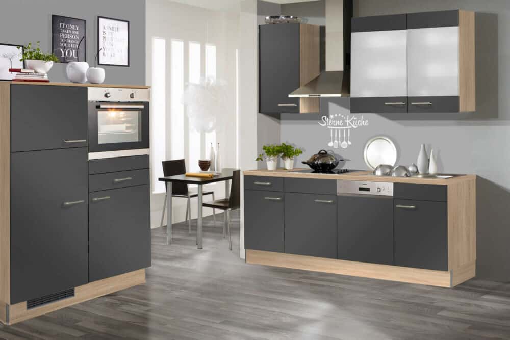 Pino Küchenzeile Grafit mit Highboard