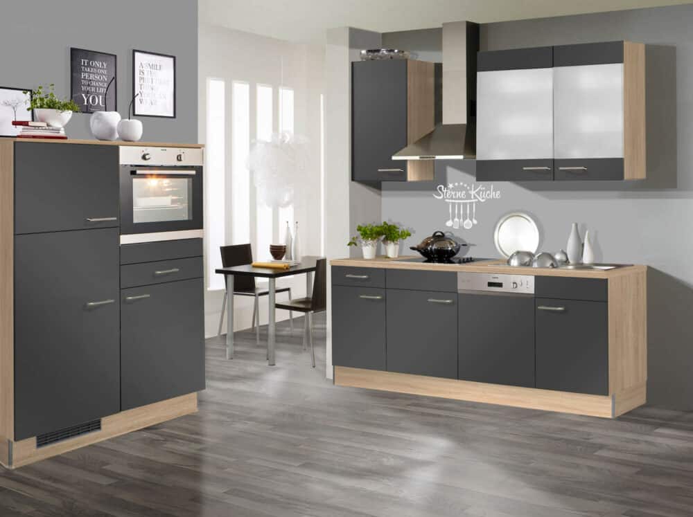 Pino Küchenzeile Grafit mit Highboard