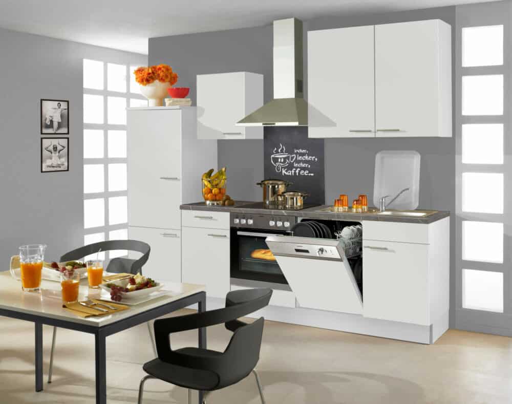 Pino Küchenzeile Weiß Marmor Küchenhalle