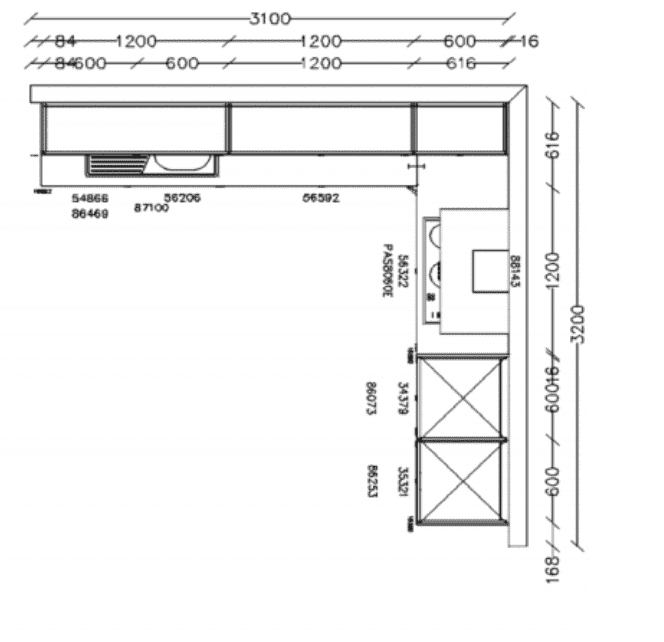 Grundriss Nobilia Designküche Grifflos Edelstahl für die Küchenhalle