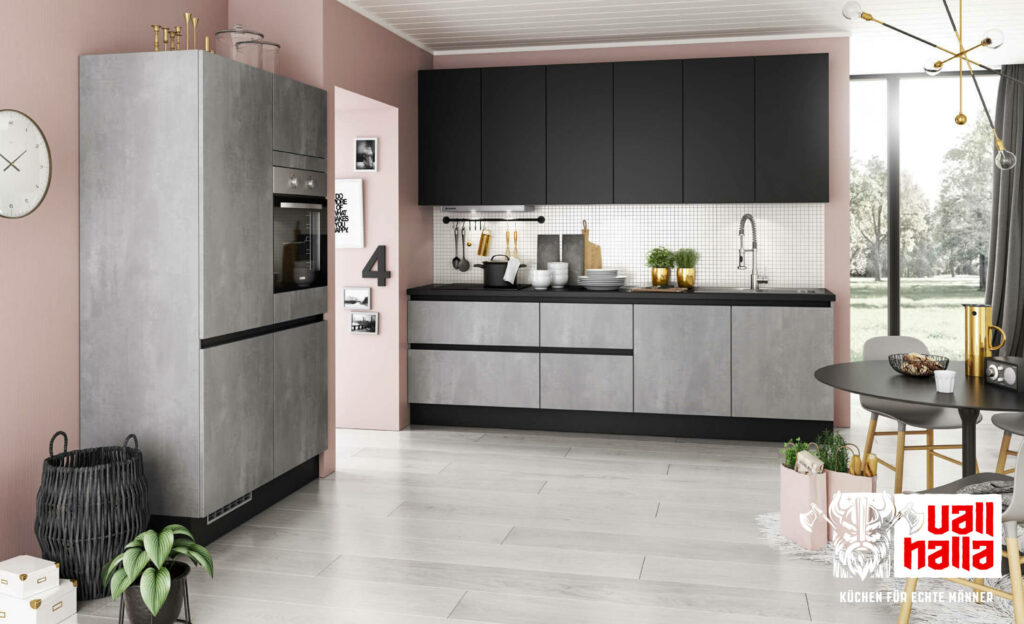 Vallhalla Design Küchenzeile beton grau grifflos