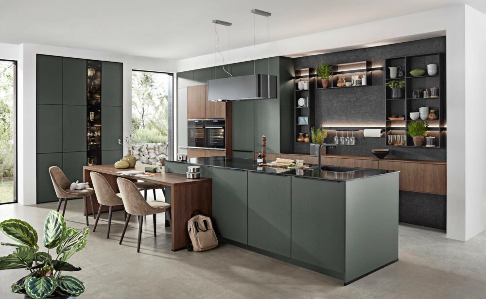 Nobilia Design Küche Mineralgrün Seitenansicht