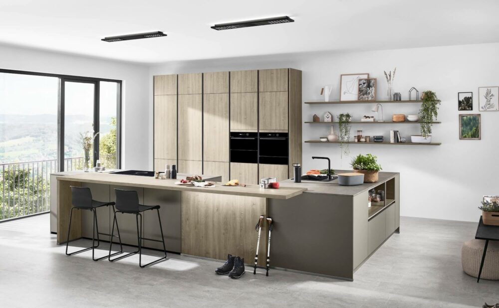 Nobilia Design Inselküche Eiche Bergamo Wandboards