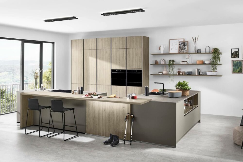 Nobilia Design Inselküche Eiche Bergamo Wandboards