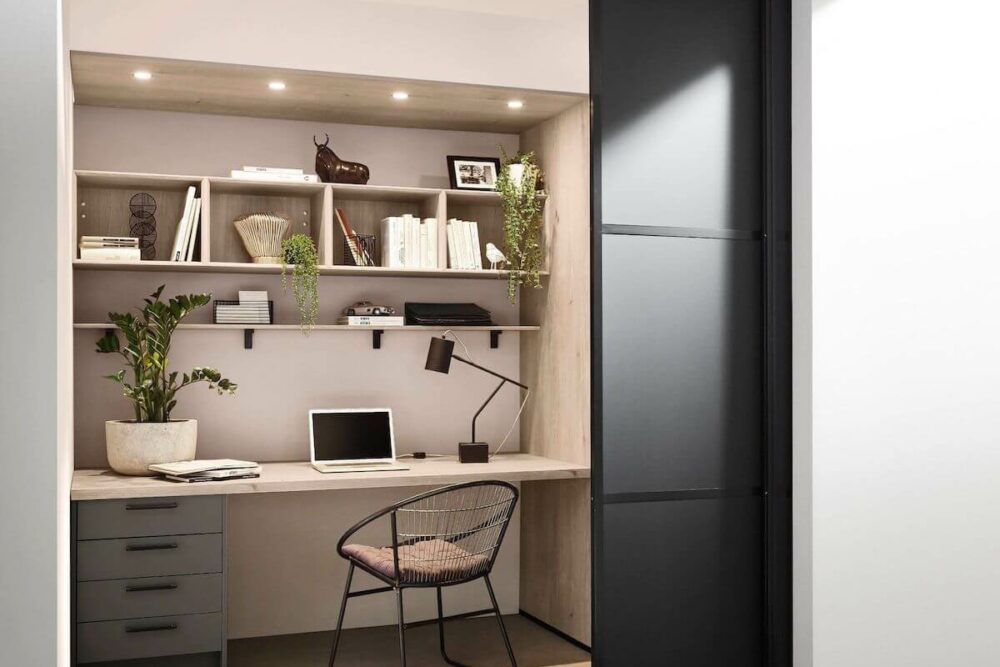 Nobilia Inselküche Laser mit Homeoffice Vulkangrau Homeoffice