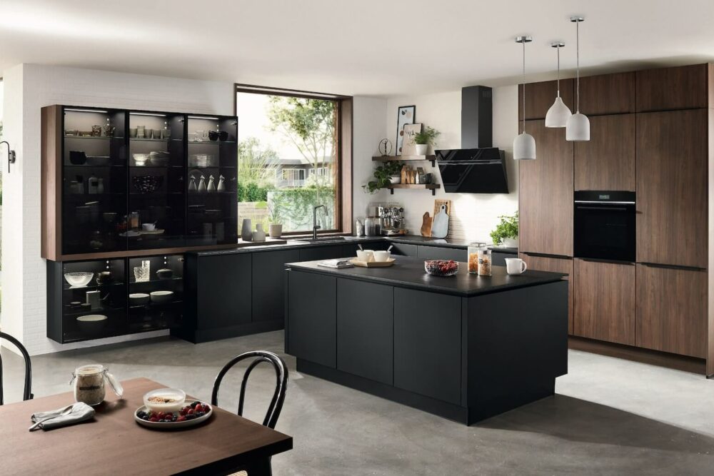 Nobilia Designinselküche Riva Nussbaum