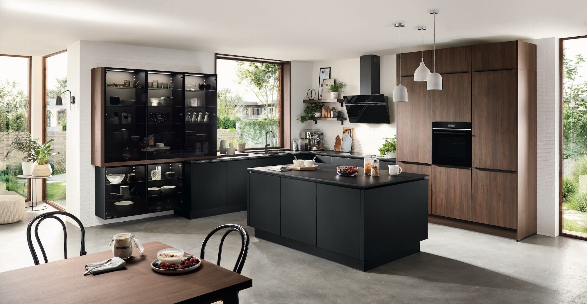Nobilia Designinselküche Riva Nussbaum